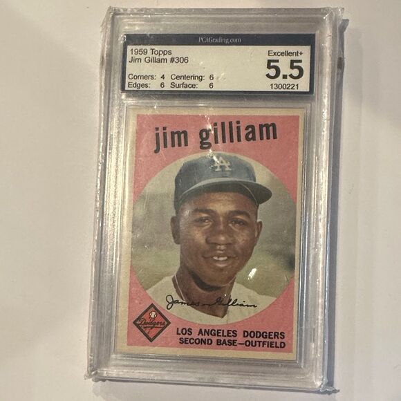 Topps 1959 Jim Gilliam Trading Card - Pink and Black - Picture 1 of 3